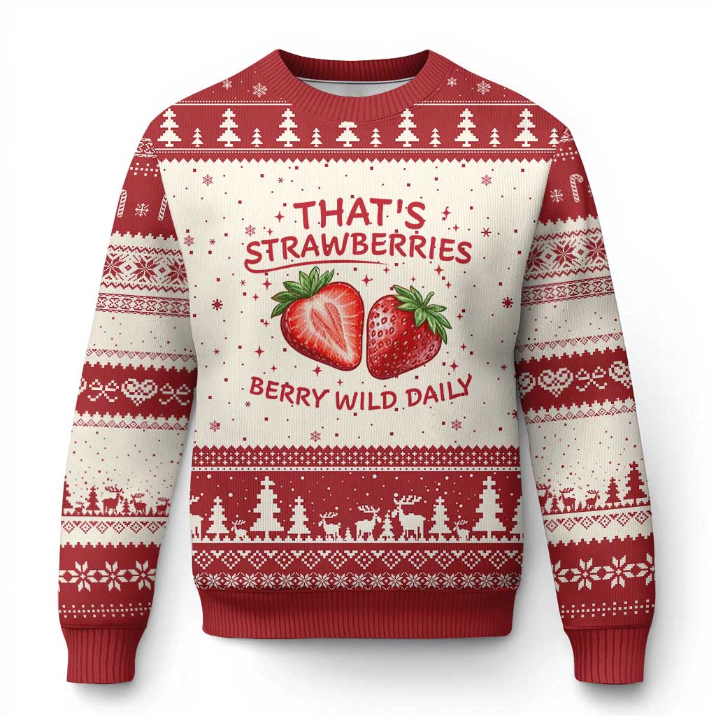 That’s Strawberries Ugly Christmas Sweater Summer Fruit Festival TS14 Beige Red Print Your Wear