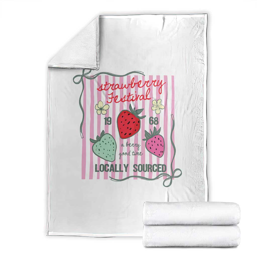 Strawberry Festival Throw Blanket Summer Fruit Vibes TS14 White Print Your Wear