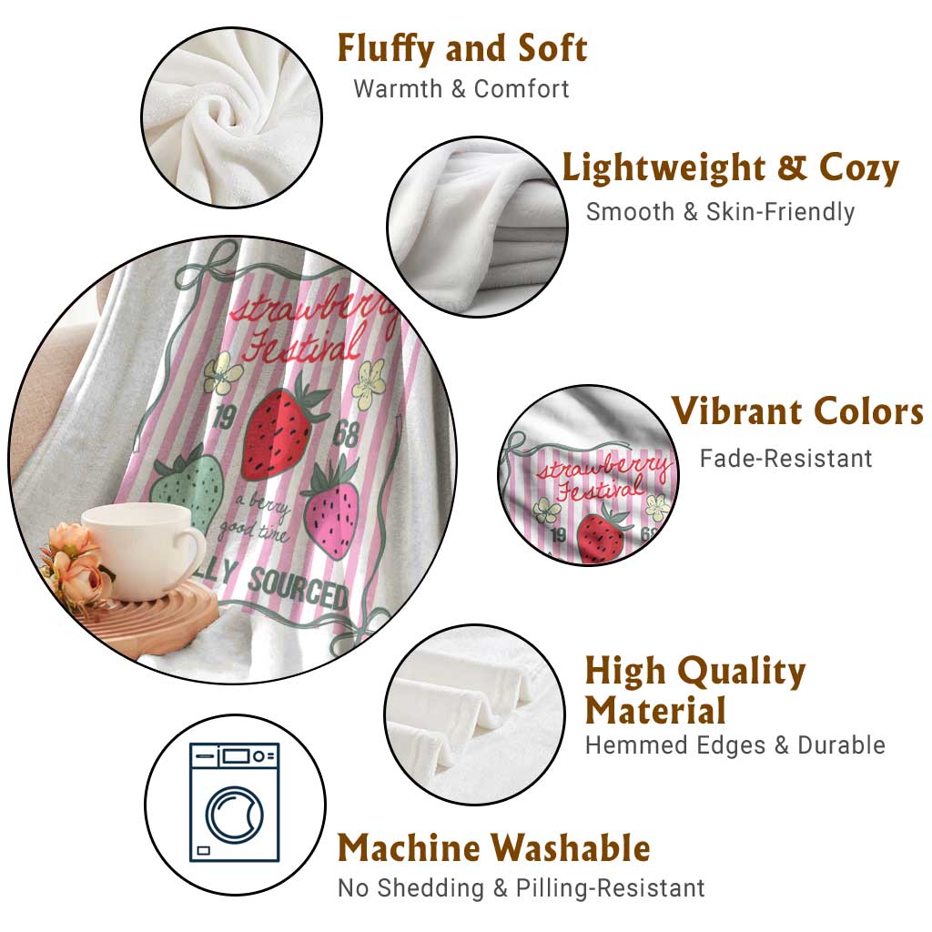 Strawberry Festival Throw Blanket Summer Fruit Vibes TS14 Print Your Wear