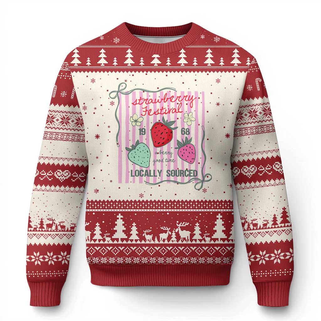 Strawberry Festival Ugly Christmas Sweater Summer Fruit Vibes TS14 Beige Red Print Your Wear