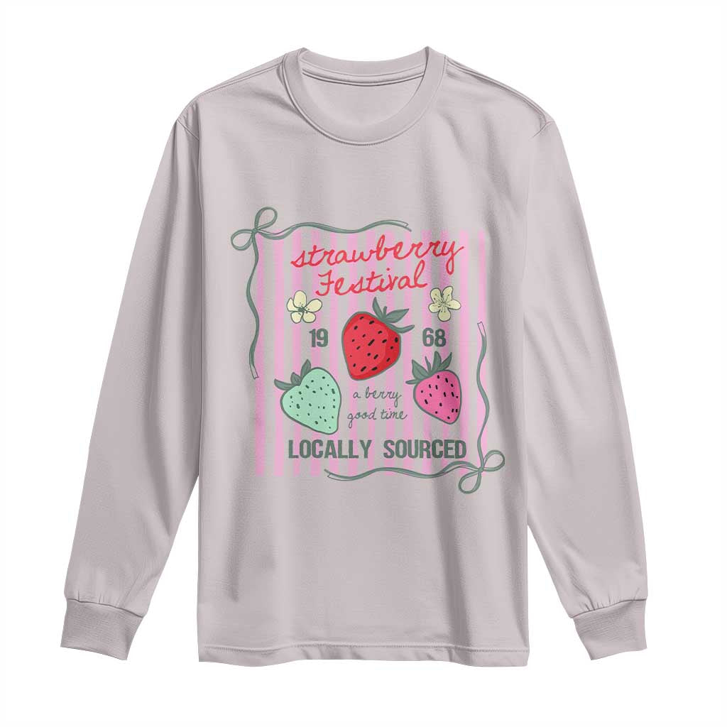 Strawberry Festival Long Sleeve Shirt Summer Fruit Vibes TS14 Ice Gray Print Your Wear