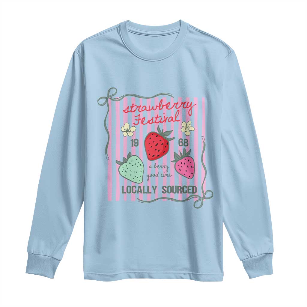 Strawberry Festival Long Sleeve Shirt Summer Fruit Vibes TS14 Light Blue Print Your Wear