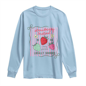 Strawberry Festival Long Sleeve Shirt Summer Fruit Vibes TS14 Light Blue Print Your Wear