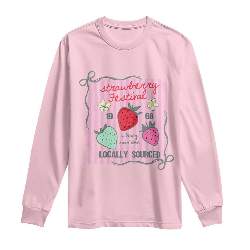 Strawberry Festival Long Sleeve Shirt Summer Fruit Vibes TS14 Light Pink Print Your Wear
