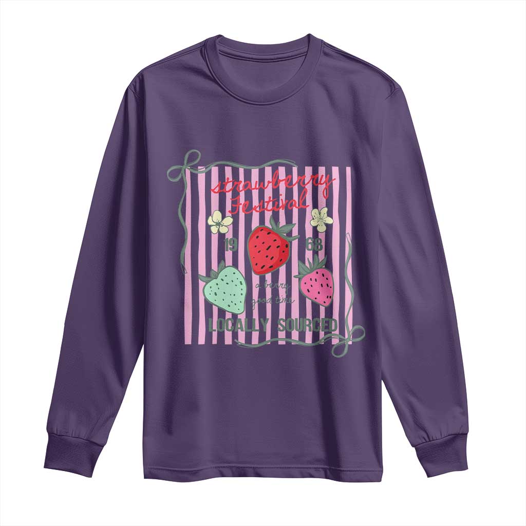 Strawberry Festival Long Sleeve Shirt Summer Fruit Vibes TS14 Purple Print Your Wear