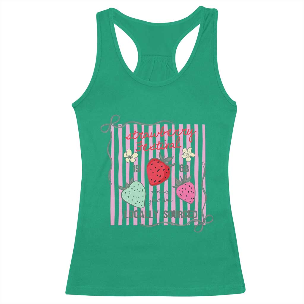 Strawberry Festival Racerback Tank Top Summer Fruit Vibes TS14 Irish Green Print Your Wear