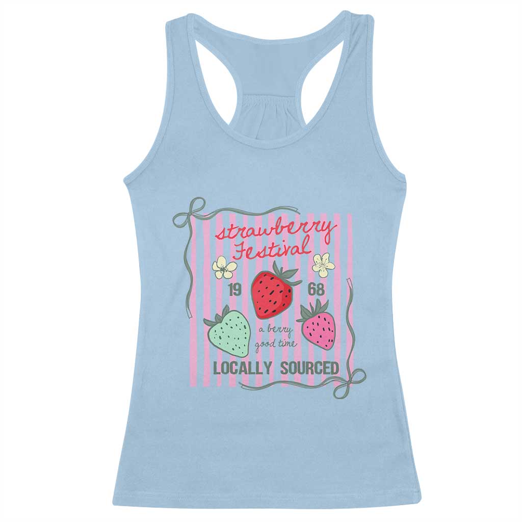 Strawberry Festival Racerback Tank Top Summer Fruit Vibes TS14 Light Blue Print Your Wear