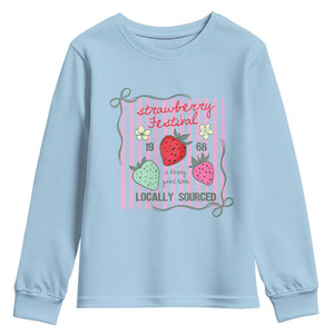Strawberry Festival Youth Sweatshirt Summer Fruit Vibes TS14 Light Blue Print Your Wear