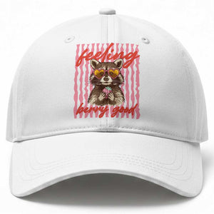 Feeling Berry Good Baseball Cap Funny Raccoon Strawberry Summer Vibes TS14 Print Your Wear