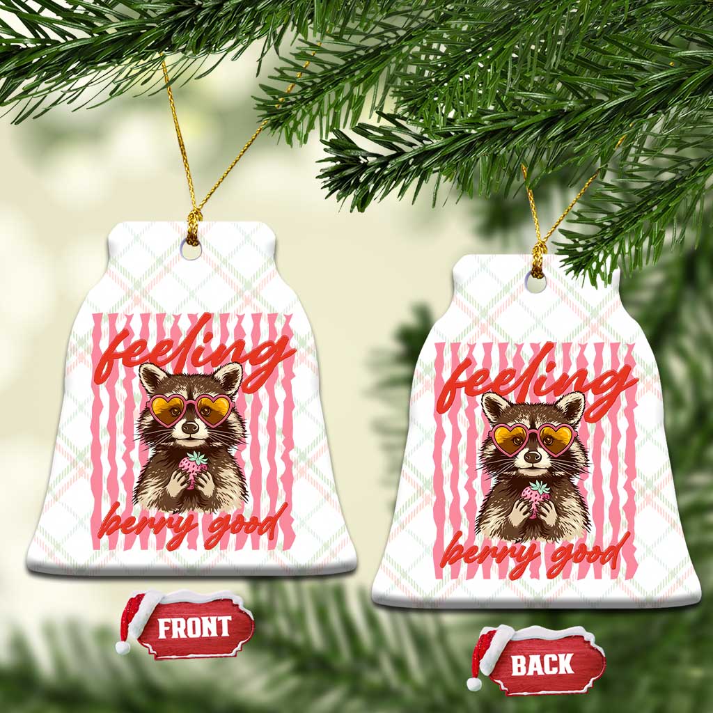 Feeling Berry Good Ceramic Ornament Funny Raccoon Strawberry Summer Vibes TS14 Print Your Wear