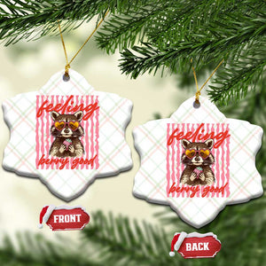 Feeling Berry Good Ceramic Ornament Funny Raccoon Strawberry Summer Vibes TS14 Print Your Wear