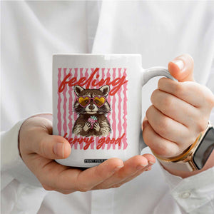 Feeling Berry Good Coffee Mug Funny Raccoon Strawberry Summer Vibes TS14 Print Your Wear