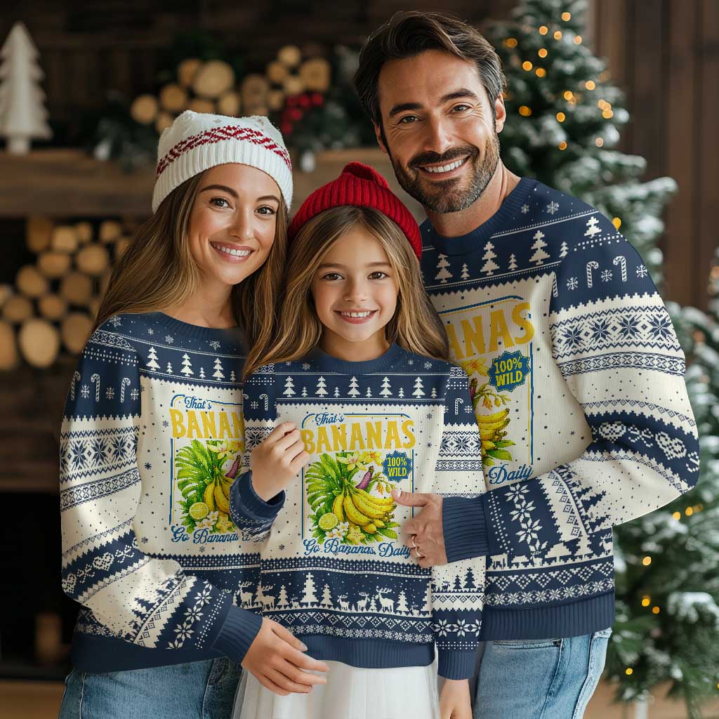 That's Bananas Ugly Christmas Sweater Funny Banana Summer Fruit Food Pun TS14 Beige Navy Print Your Wear
