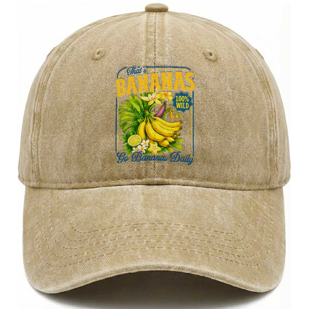 That's Bananas Washed Cotton Baseball Cap Funny Banana Summer Fruit Food Pun TS14 Print Your Wear