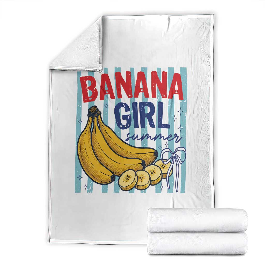 Banana Girl Summer Throw Blanket Summer Fruit Beach Vacation TS14 White Print Your Wear