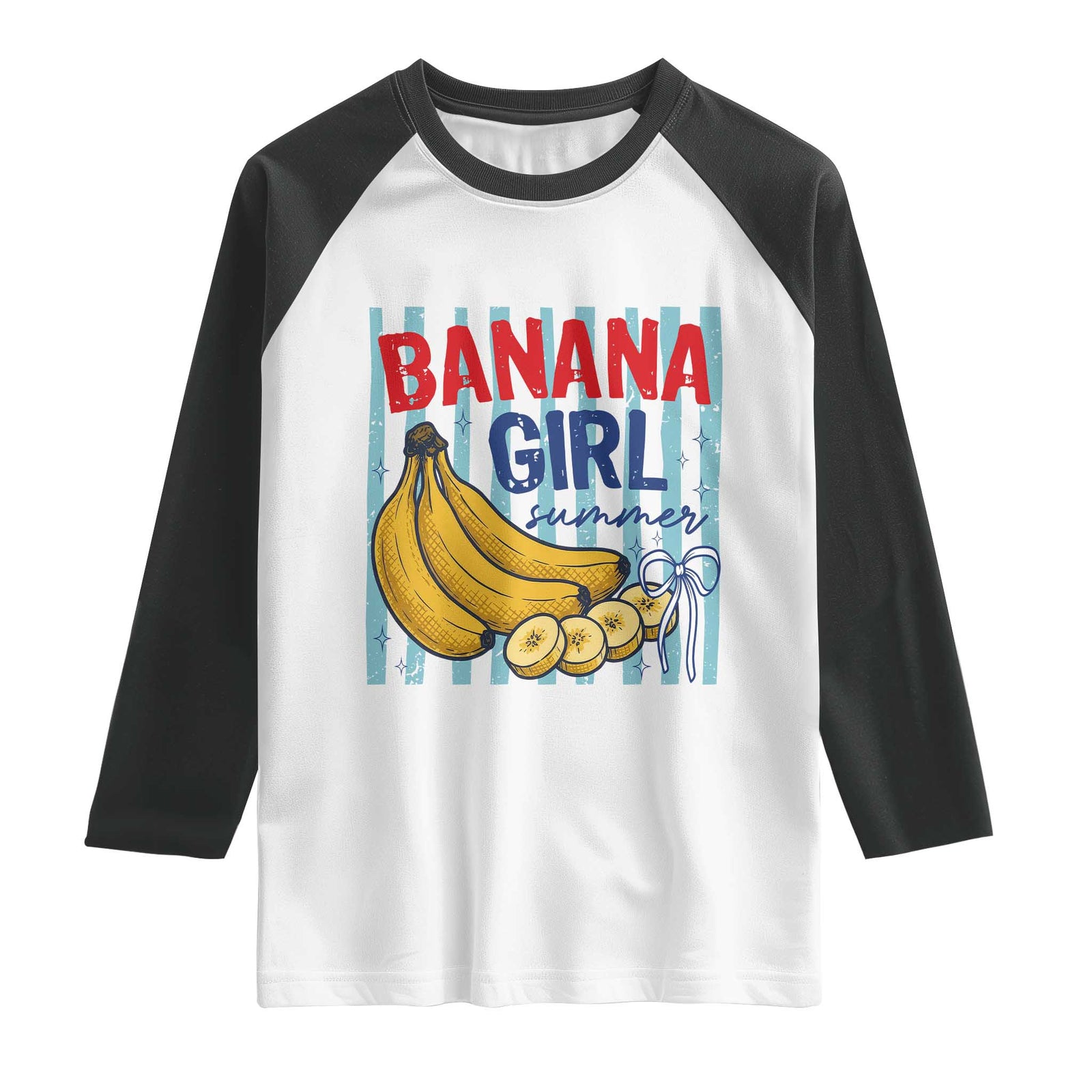 Banana Girl Summer Raglan Shirt Summer Fruit Beach Vacation TS14 White Black Print Your Wear