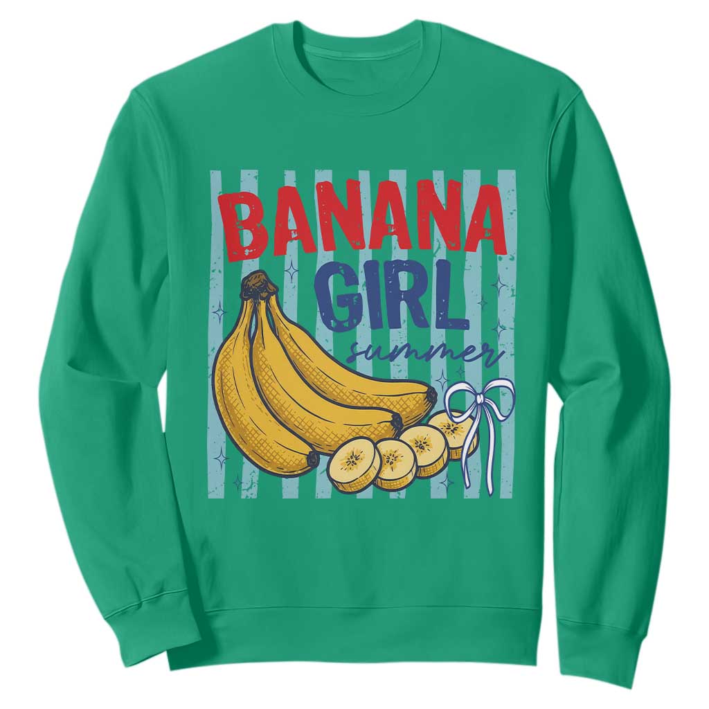 Banana Girl Summer Sweatshirt Summer Fruit Beach Vacation TS14 Irish Green Print Your Wear