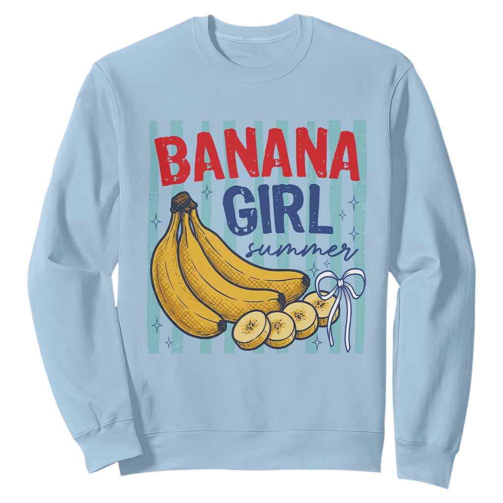 Banana Girl Summer Sweatshirt Summer Fruit Beach Vacation TS14 Light Blue Print Your Wear