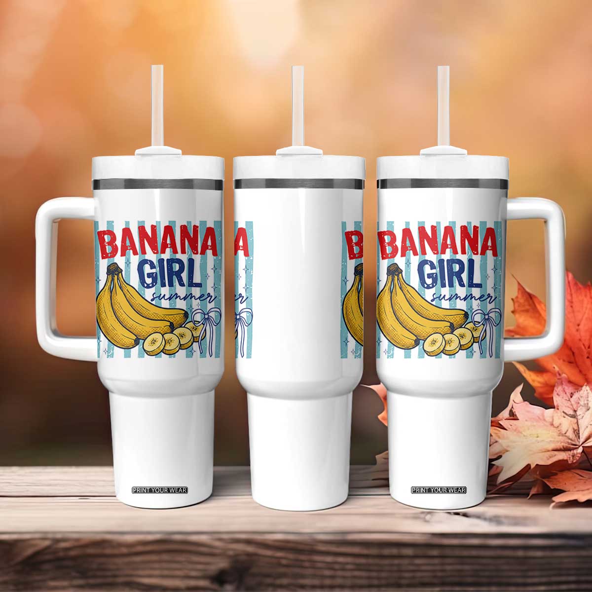 Banana Girl Summer Tumbler With Handle Summer Fruit Beach Vacation TS14 Print Your Wear