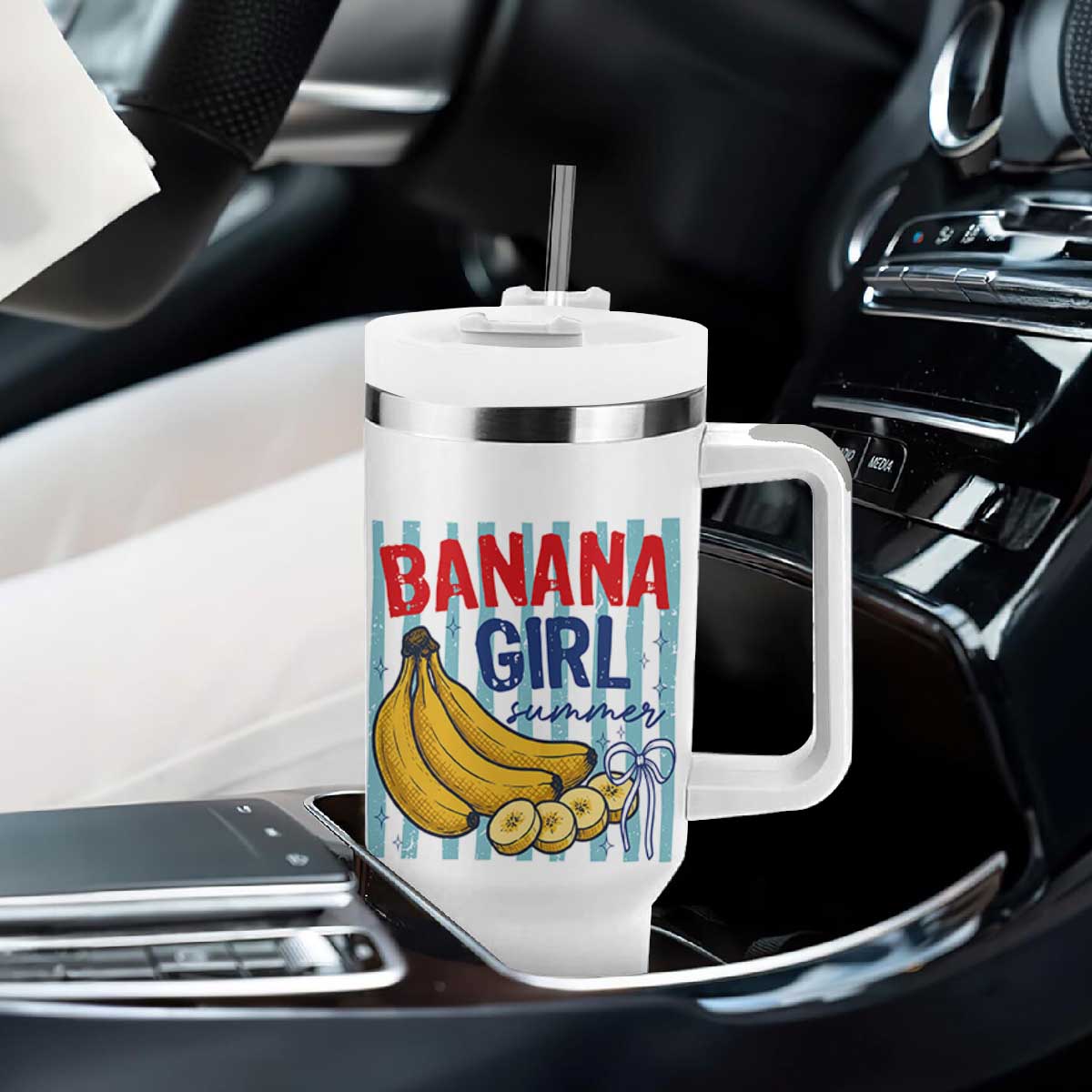 Banana Girl Summer Tumbler With Handle Summer Fruit Beach Vacation TS14 Print Your Wear