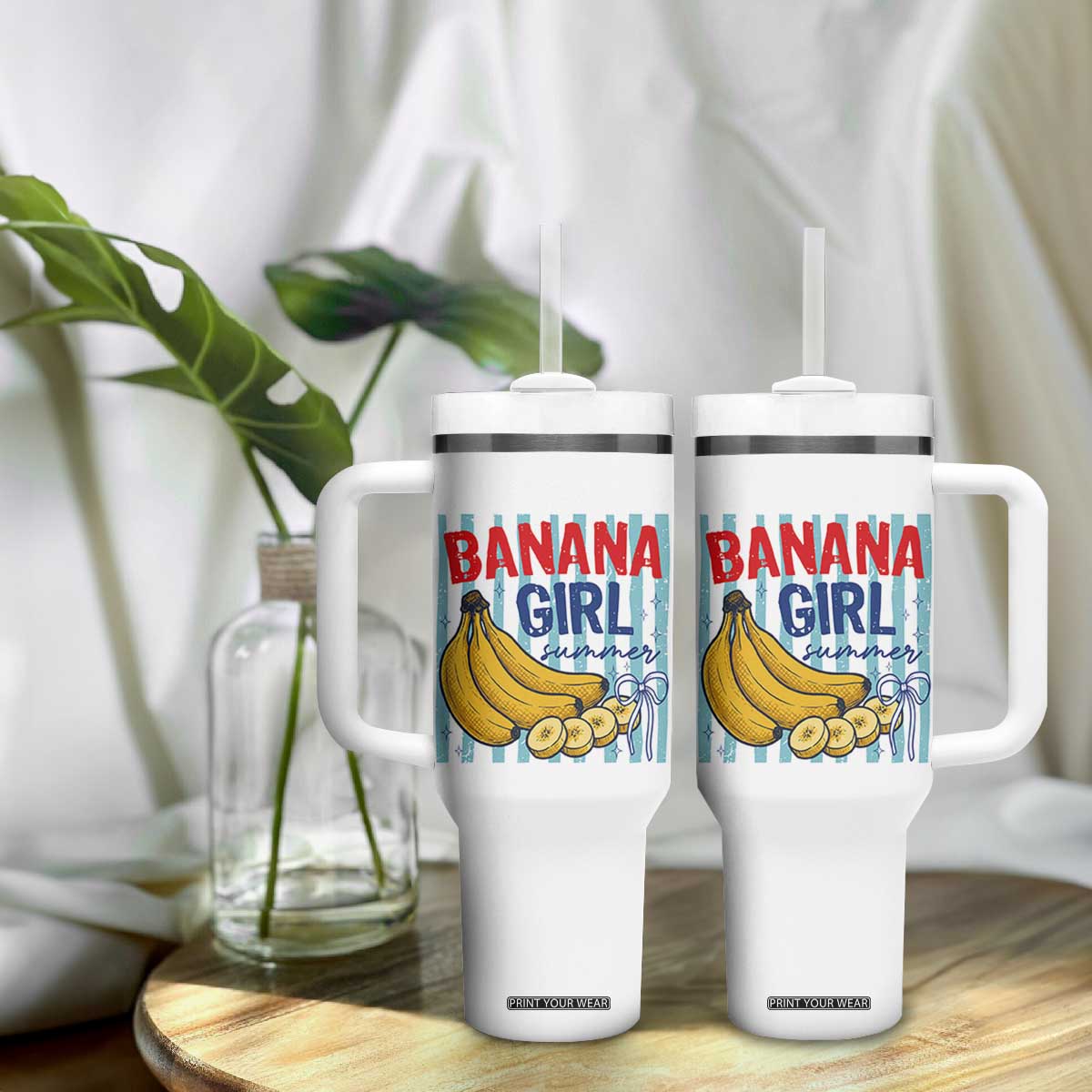 Banana Girl Summer Tumbler With Handle Summer Fruit Beach Vacation TS14 Print Your Wear
