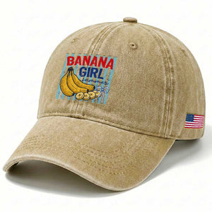 Banana Girl Summer Washed Cotton Baseball Cap Summer Fruit Beach Vacation TS14 Print Your Wear
