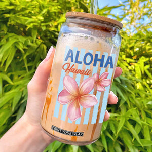 Aloha Hawaii Glass Can Hibiscus Flower Tropical Beach Vacation TS14 White Print Your Wear