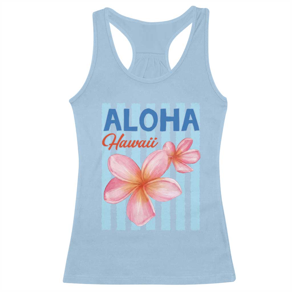 Aloha Hawaii Racerback Tank Top Hibiscus Flower Tropical Beach Vacation TS14 Light Blue Print Your Wear