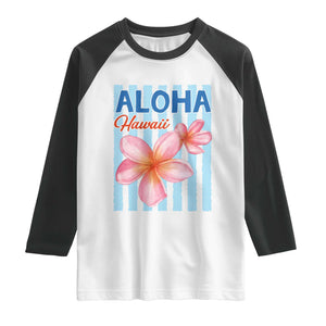 Aloha Hawaii Raglan Shirt Hibiscus Flower Tropical Beach Vacation TS14 White Black Print Your Wear
