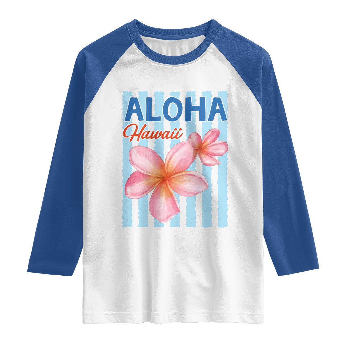 Aloha Hawaii Raglan Shirt Hibiscus Flower Tropical Beach Vacation TS14 White Royal Print Your Wear