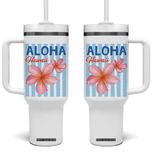 Aloha Hawaii Tumbler With Handle Hibiscus Flower Tropical Beach Vacation TS14 One Size: 40 oz White Print Your Wear