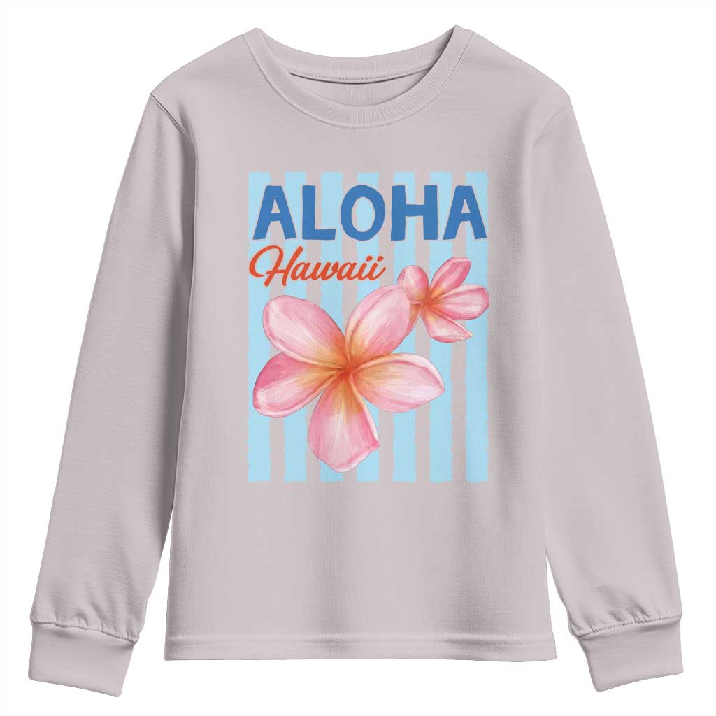 Aloha Hawaii Youth Sweatshirt Hibiscus Flower Tropical Beach Vacation TS14 Ice Gray Print Your Wear