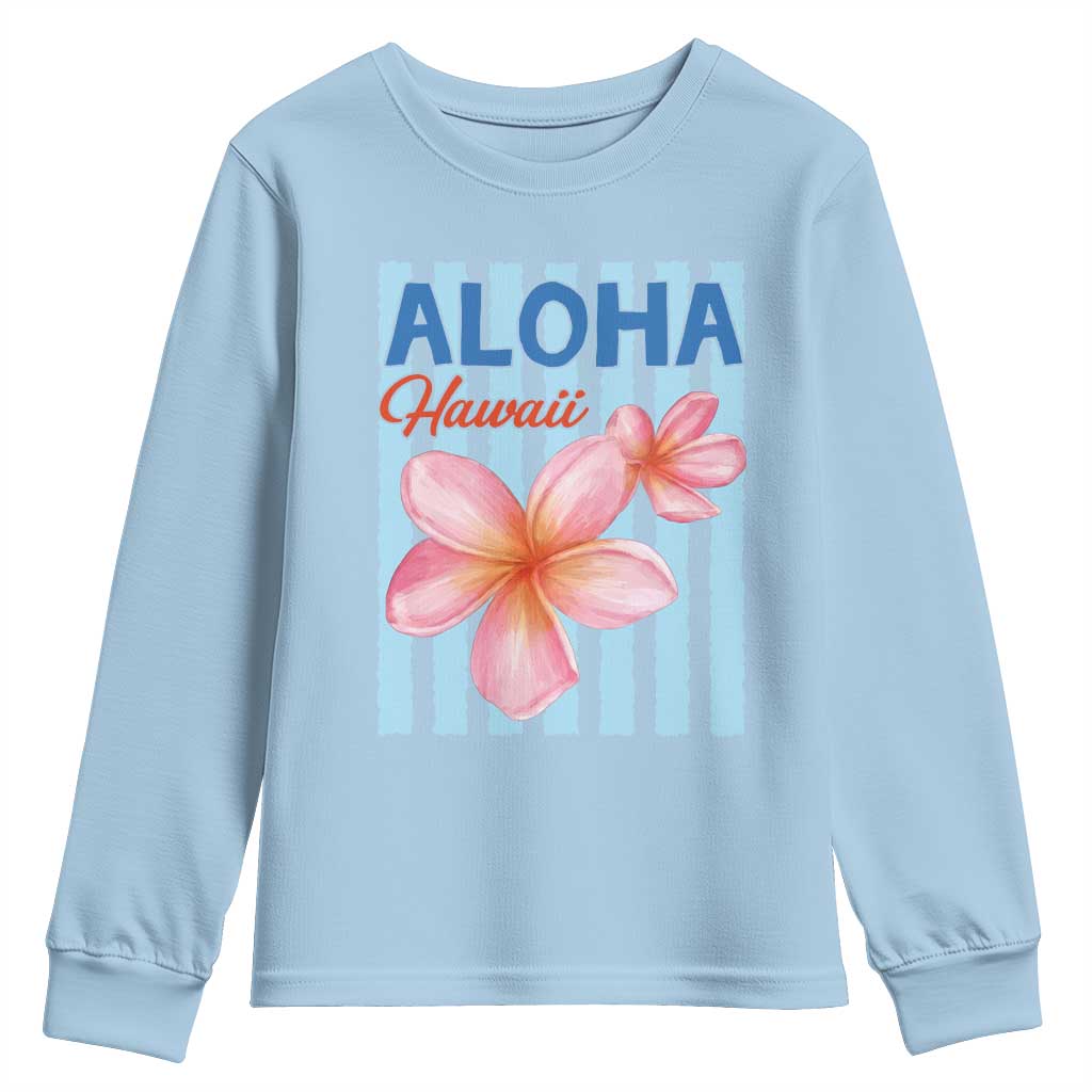 Aloha Hawaii Youth Sweatshirt Hibiscus Flower Tropical Beach Vacation TS14 Light Blue Print Your Wear