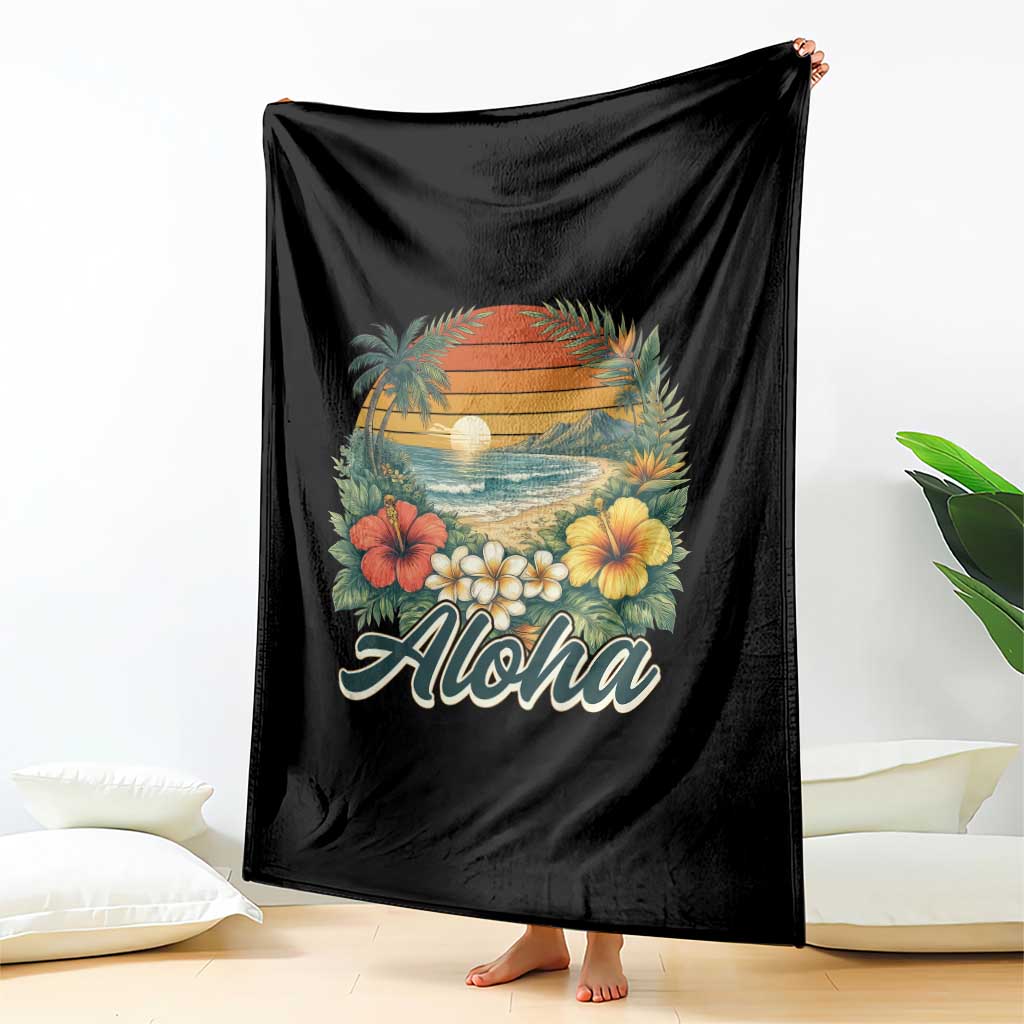 Aloha Hawaii Summer Throw Blanket Vintage Tropical Beach Graphic TS14 Print Your Wear
