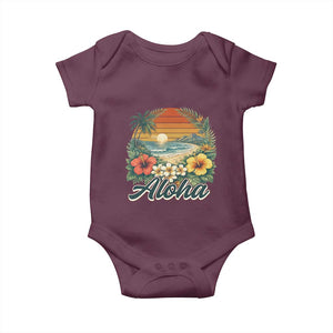 Aloha Hawaii Summer Baby Onesie Vintage Tropical Beach Graphic TS14 Maroon Print Your Wear
