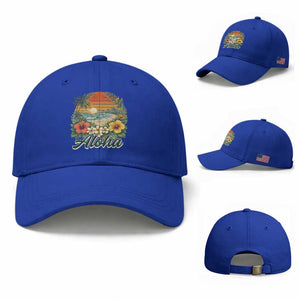 Aloha Hawaii Summer Baseball Cap Vintage Tropical Beach Graphic TS14 Baseball Cap Universal Fit Royal Blue Print Your Wear