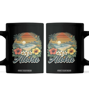 Aloha Hawaii Summer Coffee Mug Vintage Tropical Beach Graphic TS14 Black Print Your Wear