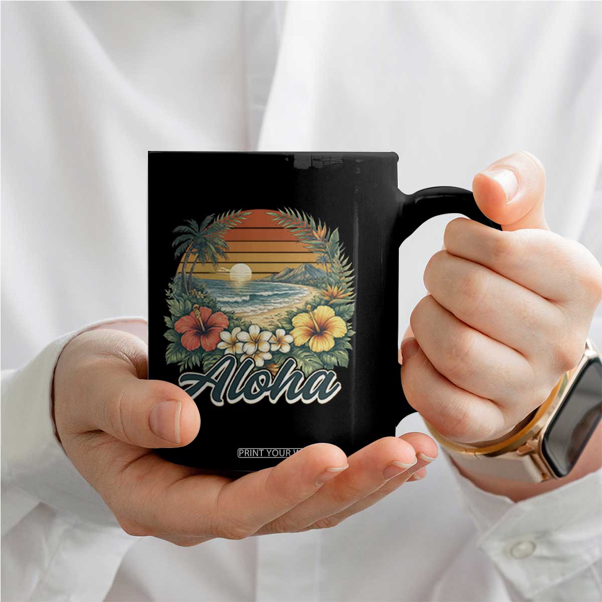Aloha Hawaii Summer Coffee Mug Vintage Tropical Beach Graphic TS14 Print Your Wear