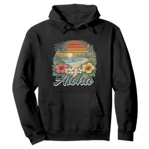 Aloha Hawaii Summer Hoodie Vintage Tropical Beach Graphic TS14 Black Print Your Wear