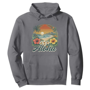 Aloha Hawaii Summer Hoodie Vintage Tropical Beach Graphic TS14 Charcoal Print Your Wear