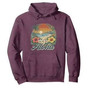 Aloha Hawaii Summer Hoodie Vintage Tropical Beach Graphic TS14 Maroon Print Your Wear