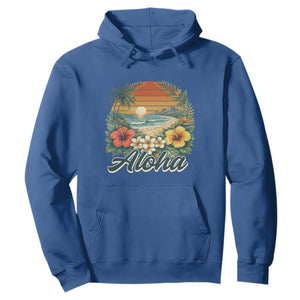 Aloha Hawaii Summer Hoodie Vintage Tropical Beach Graphic TS14 Royal Blue Print Your Wear