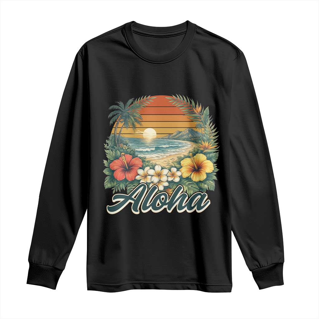 Aloha Hawaii Summer Long Sleeve Shirt Vintage Tropical Beach Graphic TS14 Black Print Your Wear