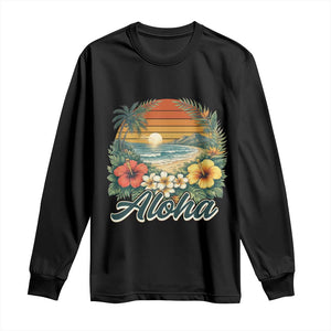 Aloha Hawaii Summer Long Sleeve Shirt Vintage Tropical Beach Graphic TS14 Black Print Your Wear