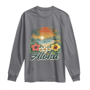 Aloha Hawaii Summer Long Sleeve Shirt Vintage Tropical Beach Graphic TS14 Charcoal Print Your Wear