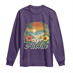 Aloha Hawaii Summer Long Sleeve Shirt Vintage Tropical Beach Graphic TS14 Purple Print Your Wear