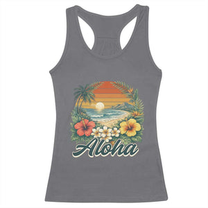 Aloha Hawaii Summer Racerback Tank Top Vintage Tropical Beach Graphic TS14 Charcoal Print Your Wear