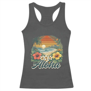 Aloha Hawaii Summer Racerback Tank Top Vintage Tropical Beach Graphic TS14 Dark Heather Print Your Wear