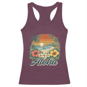 Aloha Hawaii Summer Racerback Tank Top Vintage Tropical Beach Graphic TS14 Maroon Print Your Wear