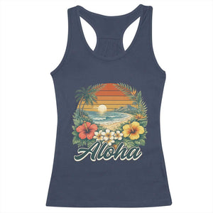 Aloha Hawaii Summer Racerback Tank Top Vintage Tropical Beach Graphic TS14 Navy Print Your Wear